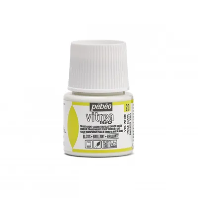 Obrázek produktu pro Pebeo Vitrea 160 barva na sklo, 45 ml, 20 lesklá bílá