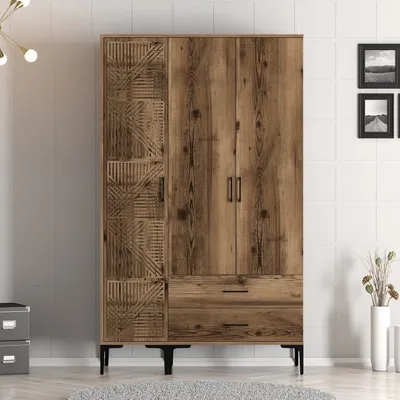 Produktbild von Skye Decor, Kumsal PT - Walnut, Kleiderschrank, Nussbaum, 100 % MELAMINBESCHICHTETE SPANPLATTEN, 120 x 201,4 x 47,5 cm
