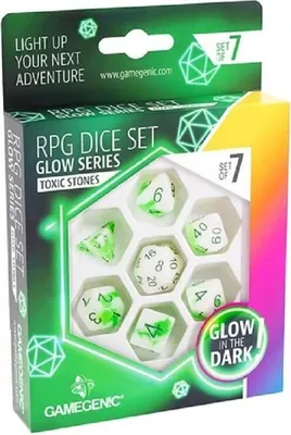 Produktbild von Glow Series Toxic Stones RPG Würfelset 7-teilig, leuchtend