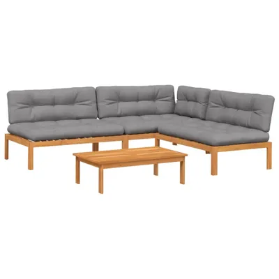 Immagine prodotto di vidaXL Set di divani da giardino a 4 pezzi in pallet con cuscini in legno d'acacia