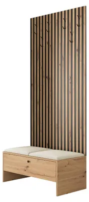 Produktbild von MIRJAN24 Garderoben-Set Balma IV, Unterschrank mit Lamellen, 2x Gepolstertes Paneel 42x42 (Farbe: Artisan Eiche / Artisan eiche + Schwarz, Polo 872)