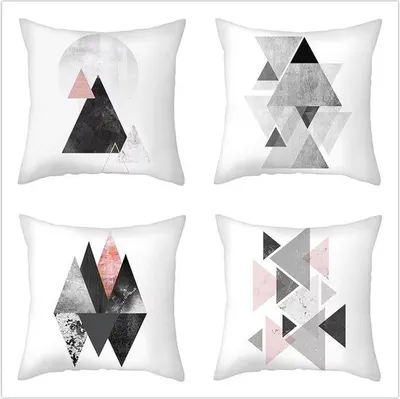 Productafbeelding van Decoratieve fluwelen kussenhoezen - Set van 4 - 40x40 cm - Grijs/Zwart