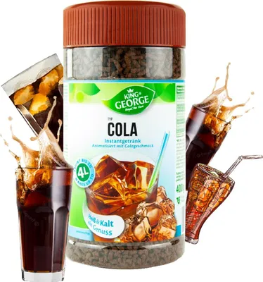 Produktbild von KING GEORGE Instant Tee Cola 12 x 400g Getränkepulver. Krümeltee, Erfrischungsgetränk - Vorteilspack