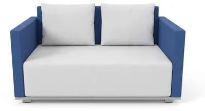 Zdjęcie produktu dla Sofa, fotel, stolik kawowy, kolor niebieski i biały, wygodne, sztuczna skóra, nowoczesny, nowy