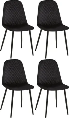 Produktbild von 4er Set Stühle HLO-CP48 Samt schwarz
