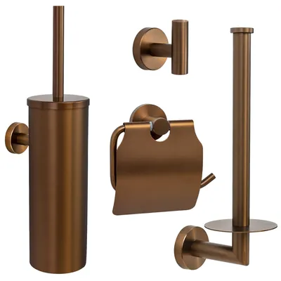 Produktbild von VDN Stainless Toilettenzubehörset Kupfer 4-teilig - Gebürsteter Edelstahl