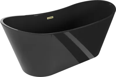 Produktbild von Mexen Montana freistehende Badewanne 170 x 80 cm, schwarz, überlauf gebürstetes Gold - 52011708070-55