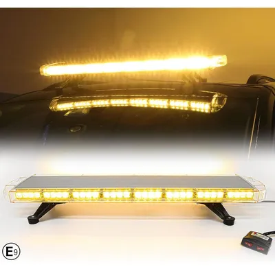 Productafbeelding van 96,5 cm, 72 LED's, 72 W, krachtige LED-noodverlichting met flitsfunctie, 12-24 V, 15 bedrijfsmodi, geel-oranje licht, E-markering