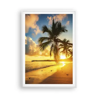 Produktbild von Gerahmtes Poster - Weißer Rahmen - Meer Strand Palme - 70x100 cm - Wand Bild - Wanddeko - Wandbilder - Kunstposter - Wandposter - Bilderrahmen - Bilder - Kunstdruck - Wandbild - P2WPA70x100-3922