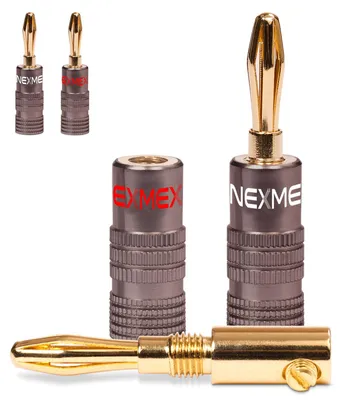 Produktbild von 4x Bananenstecker NEXMEX 24K vergoldet High End Stecker Banana - Kabel bis 6mm²