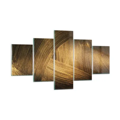 Produktbild von Bilder auf glas - 5 Teile - Abstraktion Gold Textur - 125x70cm - Glasbilder - Wandbilder - Bilder - zum Aufhängen bereit - Wanddekoration aus Glas - Glas Bilder - Wandbild auf Glas - GEA125x70-4477