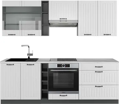 Produktbild von Küchenzeile Vicco Fame-Line Weiß Landhaus/Anthrazit 235 cm , AP Marmor, Model 42426