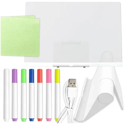 Produktbild von KRUMAD LED Notiztafel 30x20 cm Acryl Transparent mit Farben, Wiederverwendbare Schreibtafel mit USB, Leuchttafel für Notizen Zeichnen Büro