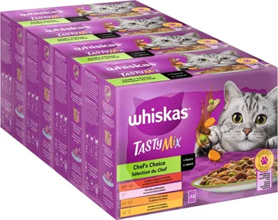Produktbild von WHISKAS® Portionsbeutel Multipack Tasty Mix Chef's Choice in Sauce 4 x 12 x 85g