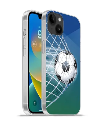 Produktbild von MuchoWow® Handyhülle Schutzhülle Hülle für Apple iPhone 14 Plus - Soft case Eine Illustration eines Fußballs im Netz - Jungen - Mädchen - Kinder Silikon Softcase Handy Hülle - Abbildung