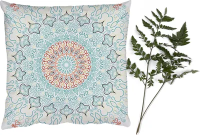 Produktbild von MuchoWow® Zierkissen Sofakissen Wohnzimmer Dekokissen 40x40 cm Hippie - Mandala - Blau - Bohème - Foto Kissen - Schlafzimmer Dekoration