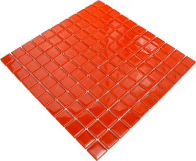 Produktbild von Orangefarbenes Glasmosaik, orangefarbene Mosaikfliese für Küche und Bad