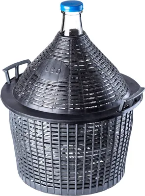 Image de KADAX Bonbonne en verre avec panier en plastique "Alatri", ouverture étroite, bonbonne à vin, bouteilles, cuve de fermentation, 15L