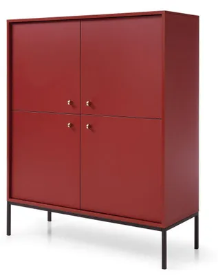 Produktbild von Highboard Mono Kommode 103,5x39x125,5cm 4-türig bordeauxrot