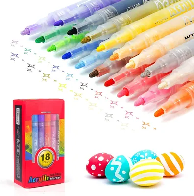 Produktbild von Acrylstifte 18 Farben,Wasserfeste Marker Stifte Permanent Marker Stifte für Steine, Keramik, Glas, Holz, Leinwand