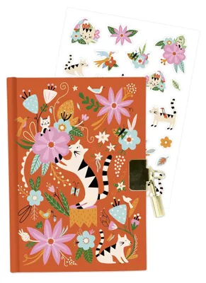 Produktbild von Avenue Mandarine Tagebuch, 240 Seiten, 11x14 cm, mit Schloss, Katzen und Blumen, liniert