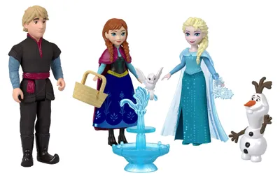 Produktbild von Disney Frozen Disney Die Eiskönigin Anna und Elsa Charakterset mit 4 kleinen Puppen und 4 Zubehörteilen, inspiriert vom Film, Modepuppe, Männer & Frauen (Set), 3 Jahr(e), Junge/Mädchen, 150 mm, Mehrfarbig