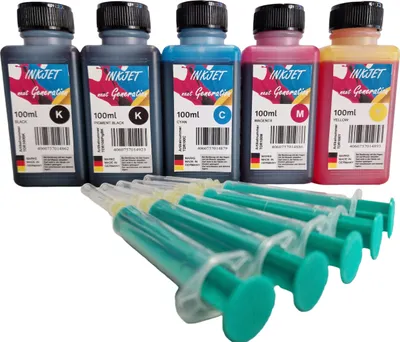 Produktbild von Multipack 500ml TiDis Nachfülltinte für Tintenstrahldrucker je 100ml PigBK/BK/C/M/Y für PGI5 + CLI8