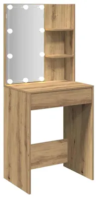 Productafbeelding van vidaXL Schminktafel met LED-verlichting, artisan eikenhout, 60x40x140 cm