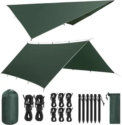 Produktbild von Famanu Tarp 3 x 4 m - ultraleicht, wasserdicht, mit UV-Schutz, dunkelgrün