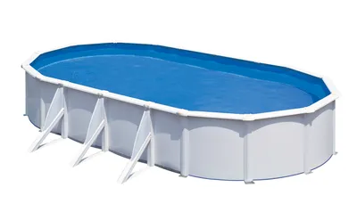 Produktbild von GRE Ovaler und weißer Stahlwandpool 730 x 375 x 120 cm, Serie Fidji