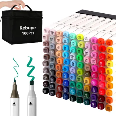 Alkoholmarker-Set, 100 Farben, Doppelspitze, für Künstler