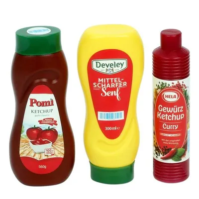 Obrázok produktu pre Tanner der kleine Kaufmann Saucen Set, mini Flaschen mit Pomi Ketchup uvm.