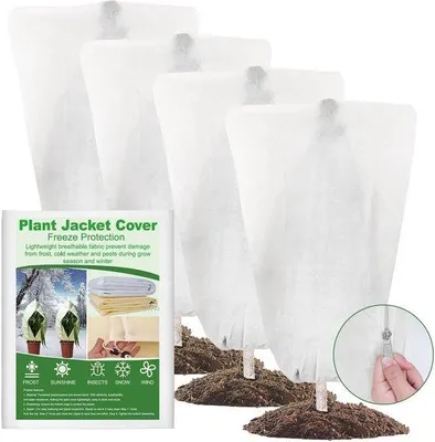 Image de Protection hivernale 60 x 80 cm pour plantes, vert olive, résistante au gel, recyclable