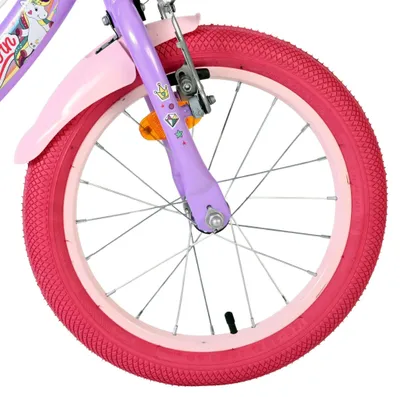 Produktbild von Volare Unicorn Kinderfahrrad – Mädchen – 16 Zoll – Lila – Zwei Handbremsen