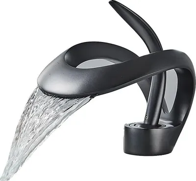Zdjęcie produktu dla Bateria umywalkowa, stal nierdzewna, współczesny design, czarna