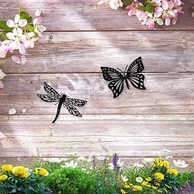 Produktbild von Famanu Wanddekorationen Metall Schmetterling und Libelle - 2 Stück