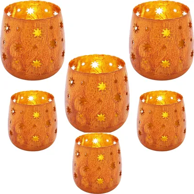 Produktbild von 6er Set Orientalisches Windlicht Laterne Javier | Orientalische Vintage Teelichthalter als Wohnzimmer Deko | Marokkanische Windlichter aus Metall als Ramadan Deko