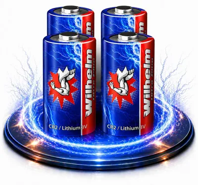 Produktbild von 4 x Wilhelm CR2 Batterien 3V Lithiumbatterie CR2A DLCR2 CR17355 Lithium Batterie Fotobatterie Photo