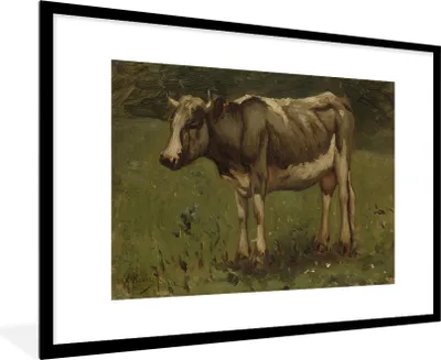 Produktbild von MuchoWow® Gerahmtes Poster Kuh - Gemälde von Anton Mauve 90x60 cm - Poster mit Schwarzem Bilderrahmen Wandposter Rahmen Foto Bilder - Wanddekoration - Fotos