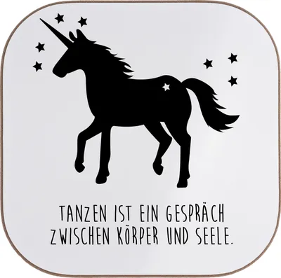 Produktbild von Mr. & Mrs. Panda Holzuntersetzer Tanzen ist ein Gespräch... - Weiß - Geschenk, Pferd, Untersetzer für Gläser, gläseruntersetzer, Tasse, Einhorn, Pony, Coaster, Horn, Feen