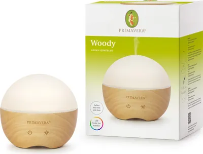 A product shot of an aroma diffuser and its packaging.