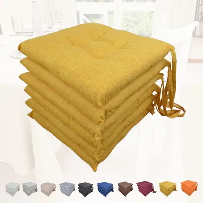 Image de Ensemble de 6 coussins de siège confortables, d'une épaisseur de 6 cm (couleur ocre)