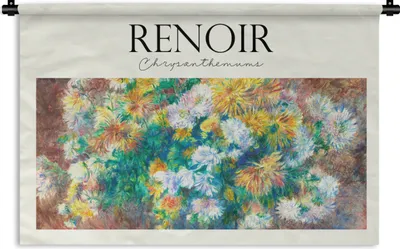 Produktbild von MuchoWow® Wandteppich Wandbehang Gemälde - Renoir - Blumenstrauß 90x60 cm Tapisserie Dekoration Wandtuch - Wandskulpturen - Bildteppich