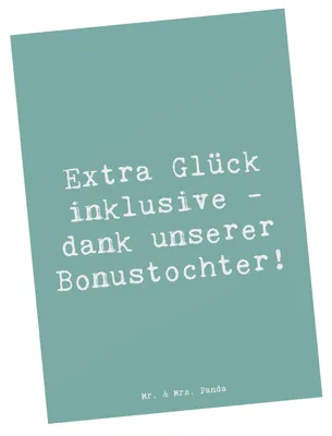 Produktbild von Mr. & Mrs. Panda Ansichtskarte Spruch Bonustochter Glück - Meeresbrise - Geschenk, Weihnachten, Ansichtskarten, Stieftochter, Familie, Postkarten, Familienleben, Liebe