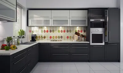Produktbild von L-Form Einbauküche KVANTUM Küchenzeile 385x256cm lava vanille graphit Teilauszug