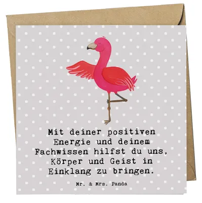 Produktbild von Mr. & Mrs. Panda Deluxe Karte Yoga Trainerin Harmonie - Grau Pastell - Geschenk, faltkarte, Einklang, Klappkarte, doppelkarte, Sportart, Körperausrichtung, Meditation
