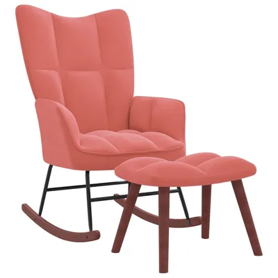 Produktbild von Schaukelstuhl mit Hocker Samt Rosa