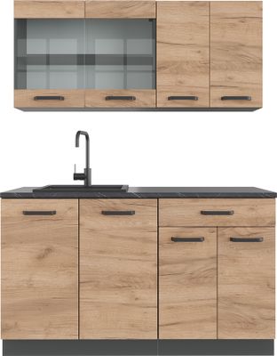 Jednolôžková kuchyňa Vicco R-Line, 140 cm bez pracovnej dosky, Goldkraft dub/antracit