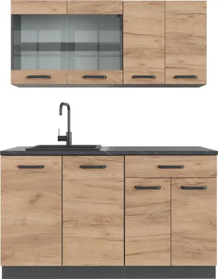 Produktbild von Vicco Singleküche R-Line, 140 cm ohne Arbeitsplatte, Goldkraft Eiche/Anthrazit