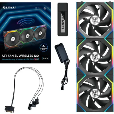 Produktbild von Lian Li UNI FAN SL Wireless 120, Ventilator, 12 cm, Schwarz